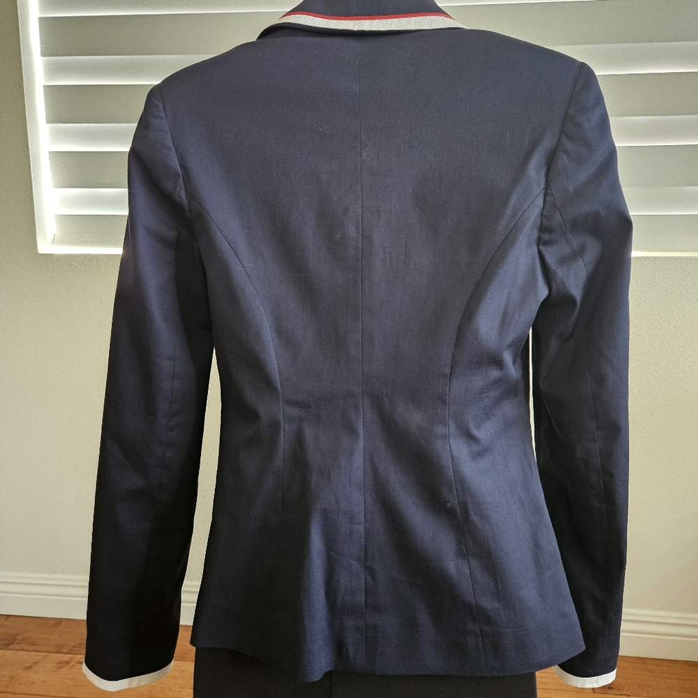 Blue and White Blazer with Notched Lapel and Tailored Fit - Picture 2 of 10